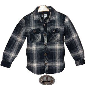 Sonoma Blue & White Plaid Quilted Shacket Boys Small Flannel Lined Shirt Jacket